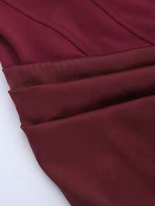Solid Color Elegant Sexy Party Knit Fabric Pleated Ruffle Backless Dress, Suitable For Formal Dinner, Vacation, Beach, Spring/Summer - Burgundy - View 5