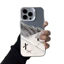 New Snow Mountain Skiing Phone Case Suitable For Apple 16,  17, High-End Feel, 15 Pro, European And American Style, 14 Pro, - Silver Casing - Black - New Snow Mountain Skiing - View 6