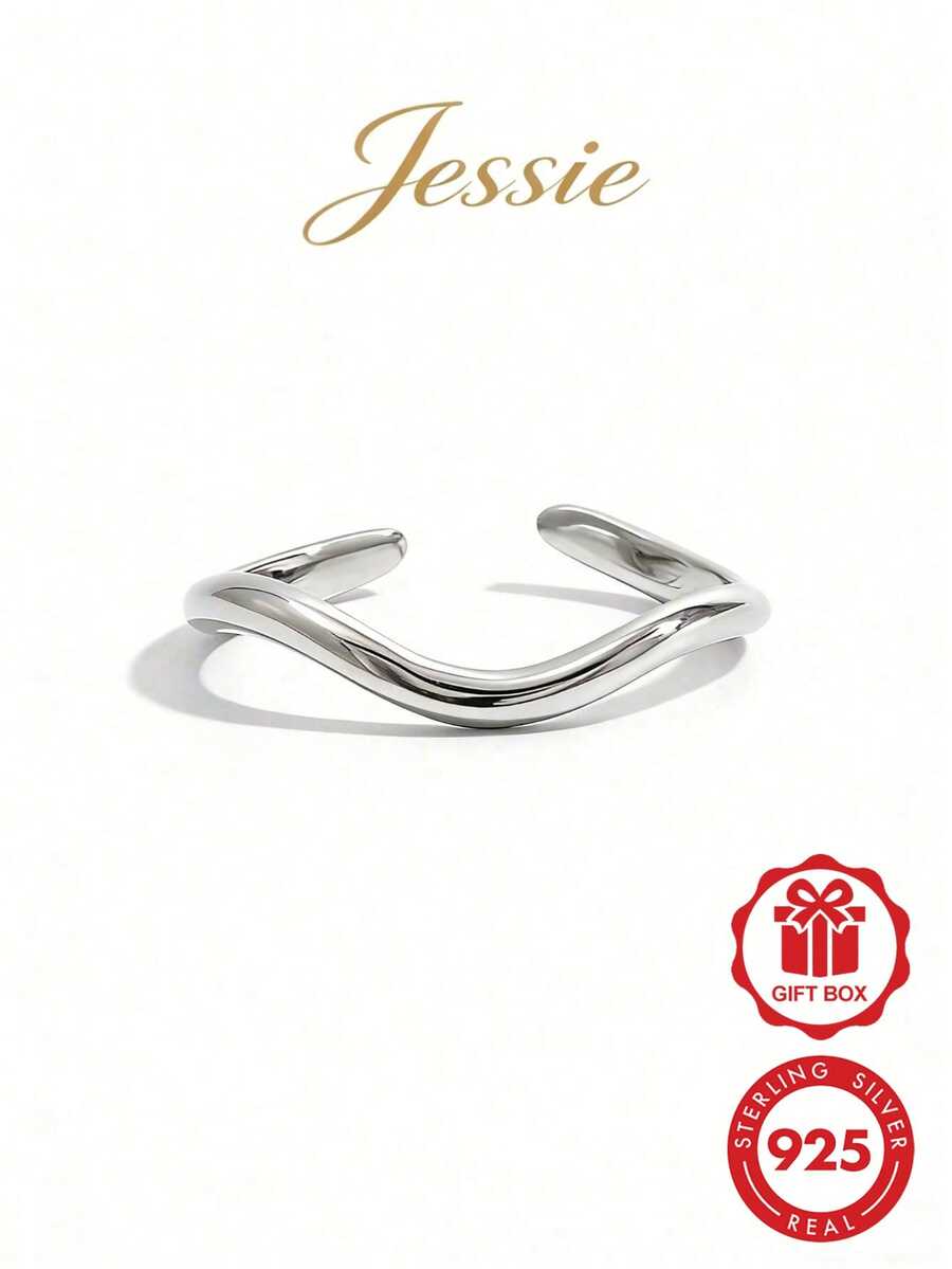 1pc Fashionable & Delicate 925 Silver Geometric Twisted Design Open Ring, Suitable For Women's Dating, Party And Daily Wear - Silver - View 1