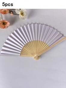 10/5/2pcs Set & 1pc Foldable Paper Hand Fan, Multipurpose Solid Color Folding Fan, Modern Collapsible Fan For Home, Performance Props, Summer - Multicolor - View 11