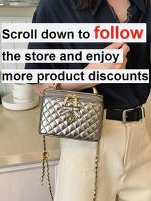 New Hand-Held Box Bag, Minimalist Style Shoulder Crossbody Bag - Champagne - View 2