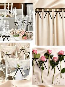 20 piezas/10 piezas/5 piezas Lazos de cinta para envolver regalos, diversas decoraciones, accesorios de costura hechos a mano, joyería DIY y accesorios para el cabello - Negro - Ver 5