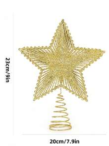Christmas Tree Top Star, Glittery 3D Five-Pointed Star Christmas Hanging Ornament, Holiday Atmosphere Decor, Christmas Party Decoration Prop, Photography Backdrop Prop, Scene And Home Decor, Suitable For Christmas Tabletop, Fireplace Decoration - View 12