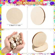60pcs 1.5inch Round Wood Slices With Pre-Drilled Holes - Perfect For Crafts, Slice Ornaments, Hanging Decorations And Christmas DIY Projects - Apricot - View 8
