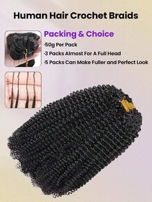 OQ Hair Invisible String Feather Afro Curly Crochet Human Hair 16-24 Inch Perfect For Boho Braids Natural Color No Chemical Process High Quality Daily Use For Beginners - SNatural - View 9