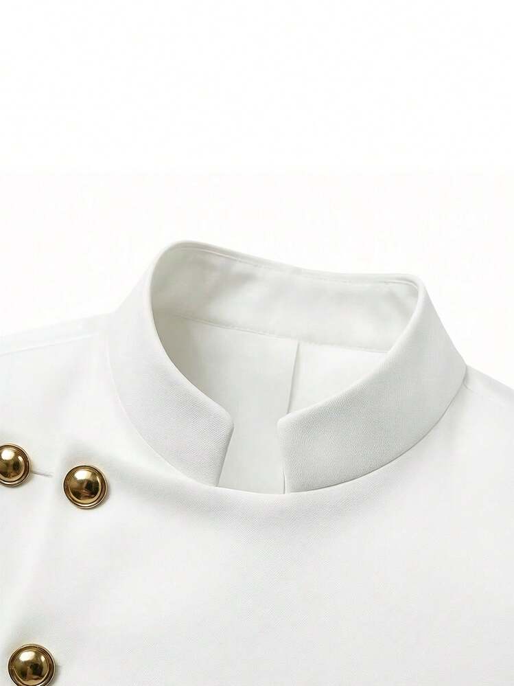 Mens Casual Suit Blazer Jackets Stand Mandarin Collar Lightweight Lined Business Dress Sport Coats - 白色 - 查看 8