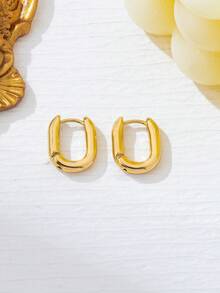 1 Pair Exquisite Minimalist Glossy Oval Fashion Earrings, Versatile For Women's Daily Casual, Party, Gathering And Vacation - Oval Earrings - View 8