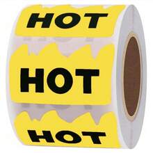 POJHK  Hybsk 500pcs Rave Hot Stickers 2 X 1-1/5 Inch Fluorescent Red Hot Flame Fire Shape Labels Marking Popular Items For Restauresent Supermarkets Stores Shops (Fluorescent Red) - 螢光黃 - 查看 1