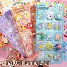 Seal Seal Cute Dessert Shaker 3D Glitter Sticker Set, Cute Donut Cake Dessert Floating Sequin Shaker Beads Decals, Aesthetic Cartoon Style Transparent Bubble Stickers, DIY Notebook, Scrapbook, Laptop, Water Cup Decoration Stickers, Exquisite Stationery Gift For Teenage Girls And Students, Multiple Dessert Patterns - Multicolor - View 4