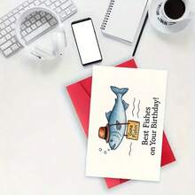Cute Cartoon Fish Theme Birthday Card, Sweet Meaning, Ideal Gift For Husband, Boyfriend, Girlfriend, Best Friend, Partner And Family - A - View 2