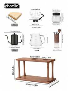 choxila 1pc/7pcs Coffee Storage Set, Including:600ml Coffee Pot, Glass Filter Cup, Glass Sharing Pot,100 Coffee Filter Paper, Hand Bean Grinder, Glass Bean Can,Multi-Functional Stand, Perfect Gift For Coffee Lovers, Ideal For Home Baristas, Office - Storage Rack Set - View 8