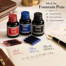 11 Piece Set Of Fountain Pen Ink Cartridges -30 Milliliters Of Ink+10 Replacement Ink Cartridges, Available In Red, Black, And Blue For Smooth And Silky Writing, Natural Ink Penetration, Suitable For Daily Writing, Work, And Study - Sets - View 8