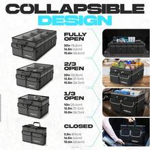 FORTEM Car And SUV Trunk Organizer - Car Storage Organizer - Large Foldable Box With 2 Compartments - Non-Slip Base - Adjustable Straps - Removable Lid (Black) - Gray - View 6