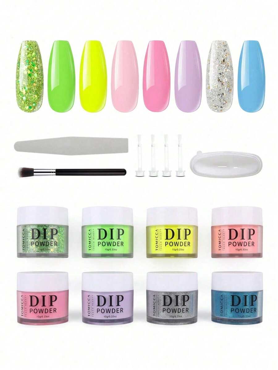 TOMICCA 6/8/12/20 Color Acrylic Nail Powder Set - Professional Polymer, Available In Multiple Colors For Nail Extension, Carving, And Rhinestone Bonding - Durable System Suitable For French Nail Art And Contouring, 3D Nail Art - Multicolor - View 1