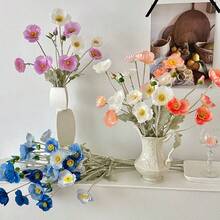 1 pieza Flor de amapola artificial para decoración del hogar, flor de seda con tallo esponjoso, adorno de flor falsa, ramo para decoración de fiestas, decoración de bodas, decoración de mesa de restaurante, rama de flor artificial con alambre flexible - Multicolor - Ver 7