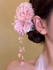 女款粉色仿珍珠流蘇花朵髮夾 髮飾 適合日常使用、居家、學校、海灘、度假、上班通勤、派對聚會、節日、生日禮物、返校季、大學風、新年、情人節、母親節禮物、婚禮季、新娘、音樂節、春夏秋冬 - 彩色 - 查看 1