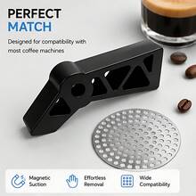 Magnetic Espresso Powder Sieve Rack With Stainless Steel Filter, Wall-Mounted Espresso Filter Storage Rack, Espresso Machine Accessory Set (Includes Bracket + 1pc 51/53/58mm Filter), Suitable For Coffee Lovers, Home Coffee Making - Multicolor - View 5