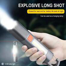1PC Mini Zoomable LED Flashlight, High Bright Long Range COB Flood Light Portable Torch With Lock Buckle Design For Outdoor Camping Emergency Daily Use - Flashlight - View 7