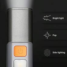 1PC Mini Zoomable LED Flashlight, High Bright Long Range COB Flood Light Portable Torch With Lock Buckle Design For Outdoor Camping Emergency Daily Use - Flashlight - View 5