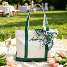 CFUNIQ 1pc Customized Canvas Tote Bag, Create A Unique Bag Just For You! Durable Canvas Tote Bag Not Only Practical But Also A Canvas To Showcase Your Personalized. Embroidery, Add Elegant Name, Initial Or Special Text - Multicolor - View 6