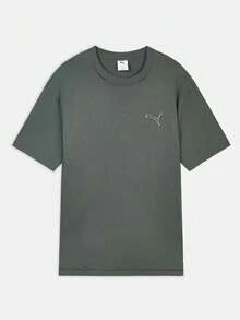 Puma Men's PREMIUM ESSENTIALS Short Sleeve T-Shirt, Knitted Collarless Short Tee 63846881 - Green - View 1