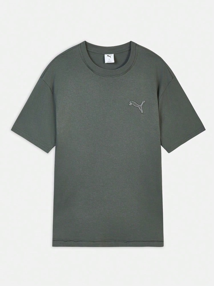 Puma Men's PREMIUM ESSENTIALS Short Sleeve T-Shirt, Knitted Collarless Short Tee 63846881 - Green - View 1