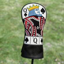 1PC Poker Spade Pattern Headcovers For Fairway Woods & Hybrids, PU Material. Stylish, Protective And Unisex, Fits Most Standard Golf Clubs. - Multicolor - View 5