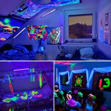 2 Packs Upgraded Black Light Bar, LED Blacklight Tube With 40 UV LED Beads, 3 Lighting Modes 100%/50%/Flashing, USB Plug UV Light For Halloween Christmas Birthday Fluorescent Glow Party Decor - Purple - View 9