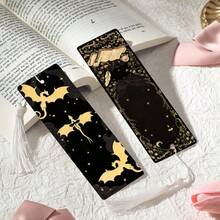 2pcs PET Printed Bookmarks, Exquisite And Beautiful Pattern, Durable And Elegant, Unique Design Suitable For Daily Use Or Collection. The Best Gift For Back To School Season, Whether For Personal Use Or As A Gift For Family And Friends, It's A Unique And Practical Gift Choice To Add Atmosphere And Fun To Reading Time (Random Color Tassel) - 2PCS - View 7