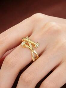 1pc Charming Cubic Zirconia Ring, Suitable For Women To Wear, Suitable For Wedding, Engagement, Anniversary Party, Valentine's Day Gift - 1# - View 3