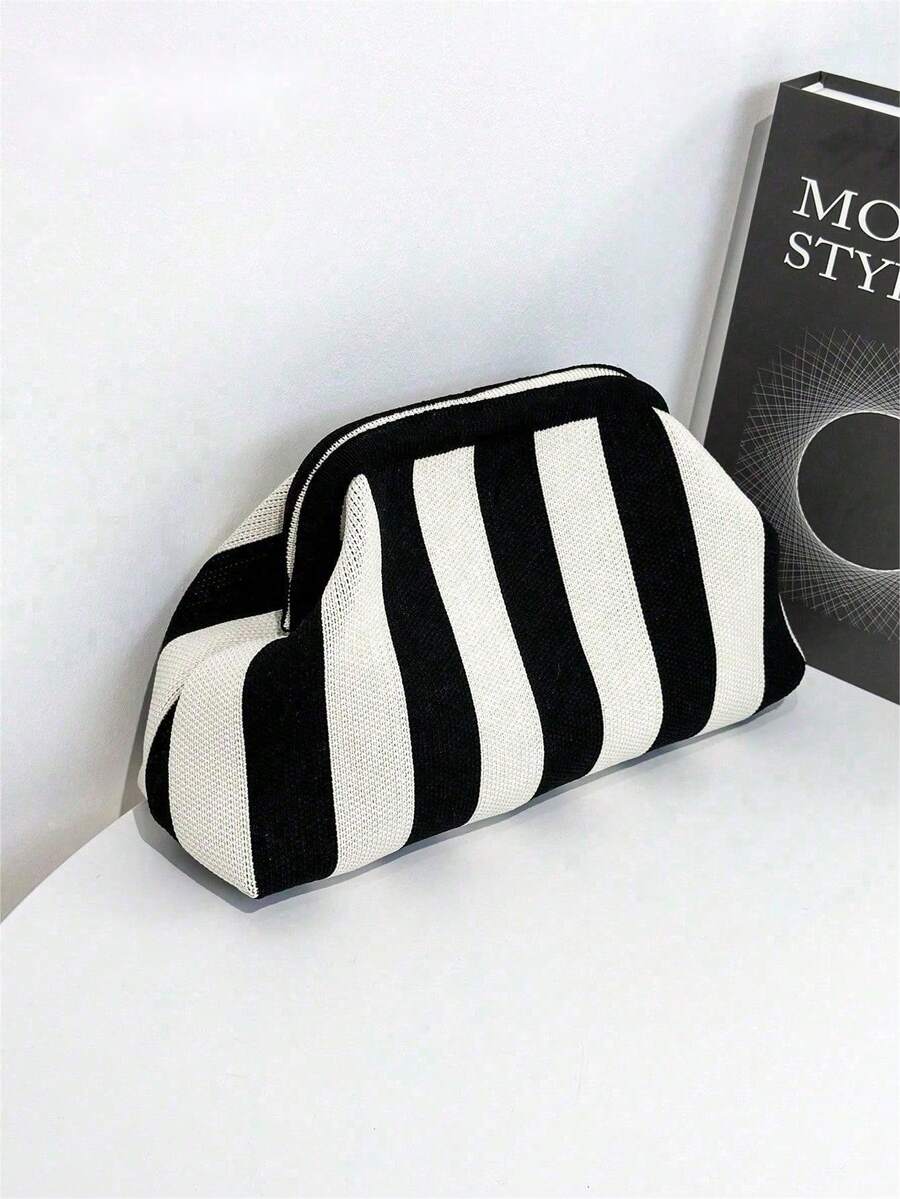 Bolso de Mano Retro Vintage a Rayas Estilo Clásico para Vacaciones - Turquesa - Ver 1