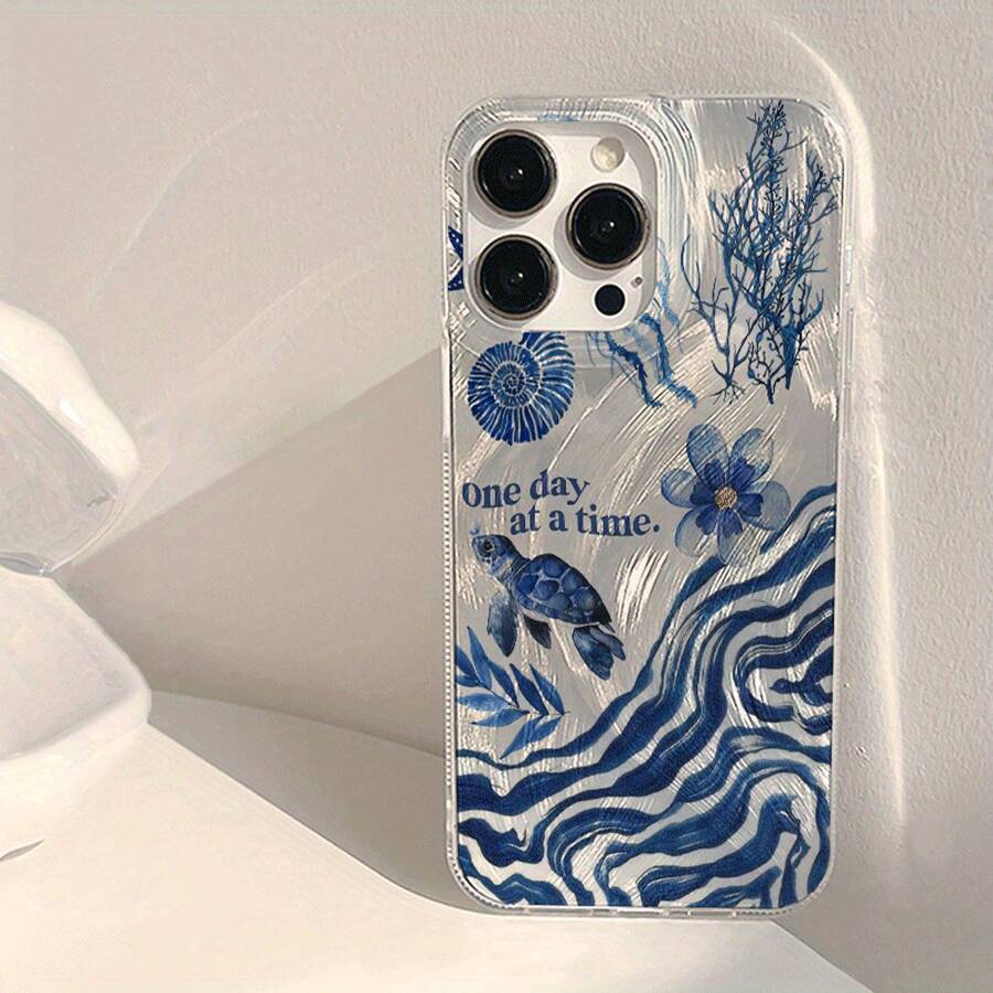 Funda para Teléfono - Yusha.Una Funda Azul con Diseño Floral de Animales, Compatible con iPhone 17/16/15/14/13/12/11/XS/XR/X/7/8 Plus/Pro/Max/Mini - Una Funda Protectora Completa Personalizada con un Diseño Creativo, Elegante y Minimalista, Adecuada Tanto para Hombres Como para Mujeres - Estilo 1 - Ver 1
