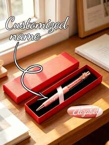 Customized Name Diamond Floral Pen, Floral Decorated Luxury Ballpoint Pen With Gift Box, Personalized Signature Writing Pen, Exquisite Customized Gift, Suitable For Bridal Shower, Christmas Anniversary, Office, School And Other Occasions - Multicolor - View 1