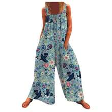 European And American Women's Fashion, New Summer 2026, Plus Size Jumpsuit With Print, Loose Straps And Wide Legs - L3 - 查看 6