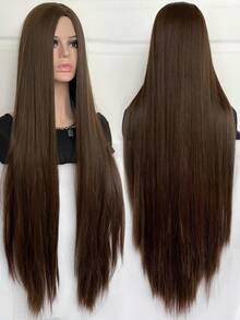 A Natural Matte Long Straight Hair Cosplay Wig Of 40 Inches With A Center Part And No Fringe. Suitable For Daily Wear, Parties And Halloween. - Multicolor - View 9