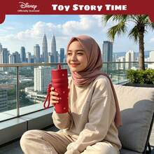 【官方授權】Disney Toy Story 紅色不鏽鋼吸管水杯附繩掛帶，巴斯光年 胡迪 潔西 卡通保溫隨行杯，便攜防漏保溫瓶，適合兒童成人、學校辦公室旅行，可愛角色禮物 - 彩色 - 查看 5