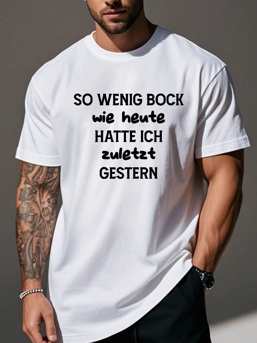Men's Plus Size Humorous T-Shirt With A Funny German Twist - White - View 1