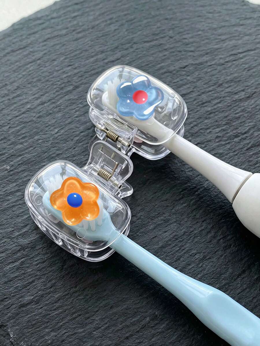 可愛波浪花朵裝飾便攜式牙刷架,透明旅行牙刷收納盒,牙刷頭保護套,牙刷收納盒,防塵保護蓋,方便攜帶,適合作為情侶、朋友、家人、老師、旅行愛好者的禮物,居家、宿舍、度假必備,適合生日、開學、婚禮、教師節等場合,春夏必備 - 彩色 - 查看 1
