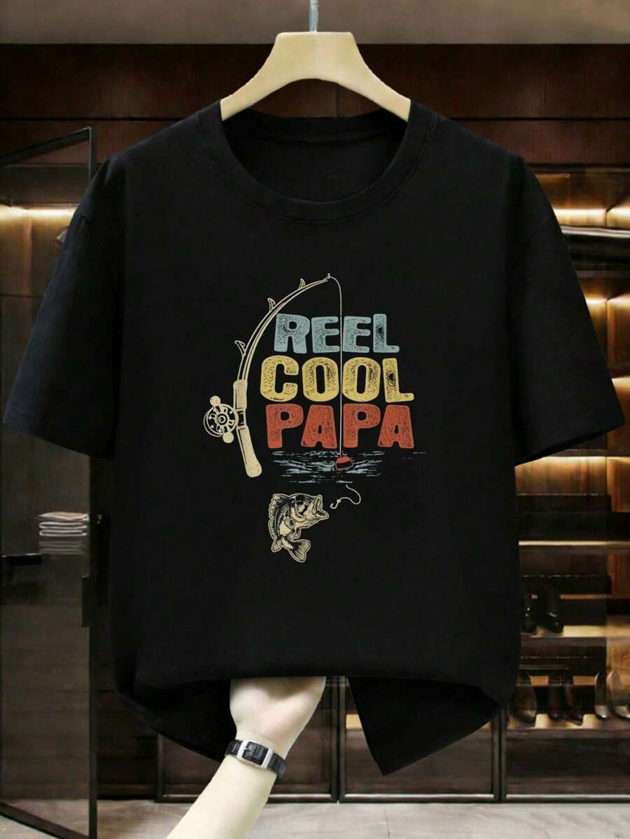 Camiseta de pesca de algodón unisex, camisetas de moda estampadas unisex.Punto culminante de la.Una sorpresa para la familia y los amigos.Camiseta negra unisex de algodón con gráficos - Negro - Ver 1