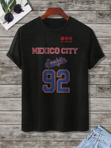 Camiseta de fútbol blanca, elegante, moderna y a la moda, de manga corta, para hombres, para conciertos, ropa deportiva, ropa informal. - Negro - Ver 2