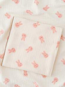 1pc 100*100cm Baby Soft Breathable Absorbent 2-Layer Floral Trim Muslin Swaddle Blanket - Multicolor - View 18