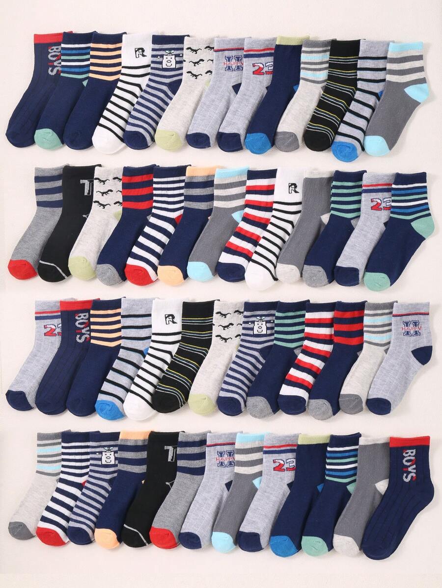24 Pairs Striped Kids Short Socks, Suitable For School, Daily Wear, Outdoor, Travel, Running, Basketball, Indoor, Campus, Party, Gathering, Etc., Can Be Used As Birthday Gift, Holiday Gift, Kids Socks, Boys Socks, Girls Socks, Unisex Kids Socks, Ankle Socks, Short Socks, Sports Socks, School Socks, Uniform Socks, Holiday Socks