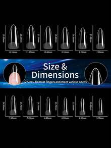 100 Peças Pontas de Unhas de Gel Macio, Adesivos de Unhas Semifoscas de Cobertura Total, Amêndoa, Quadrada, Caixão, Borda Francesa, Unhas Postiças, Design Fino na Frente e Grosso Atrás, Ajuste Seguro, Unhas de Extensão de Gel Removíveis, Suprimentos de Arte de Unhas - Transparente - Visão 2