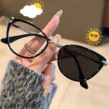 1pc Women's Retro Fashion Cat Eye Glasses, Suitable For Daily Outings, Vacation, Beach, Outdoor Matching - Mocha Brown (gray Flakes) - View 6