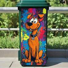 1 pieza Pegatina creativa para cubo de basura, patrón de perro, burro, caballo y león de dibujos animados coloridos, diseño de camino de jardín, pegatina de animal divertida, adecuada para cubos de basura interiores y exteriores, decoración del hogar, cocina y baño - 31*70 cm - Ver 10