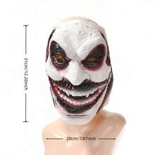 Distressed Pale Evil Grinning Clown Full Latex Head Mask, Black & Red Blood Vein Eye Sockets Sinister Psychotic Circus Clown Mask, Worn Wrinkled Skin Sharp Fangs Terrifying Killer Clown Disguise Mask, Soft Breathable Rubber Horror Cosplay Head Cover, Transparent Visible Eye Holes Frightening Gothic Fierce Monster Clown Mask - Atlantis - View 3