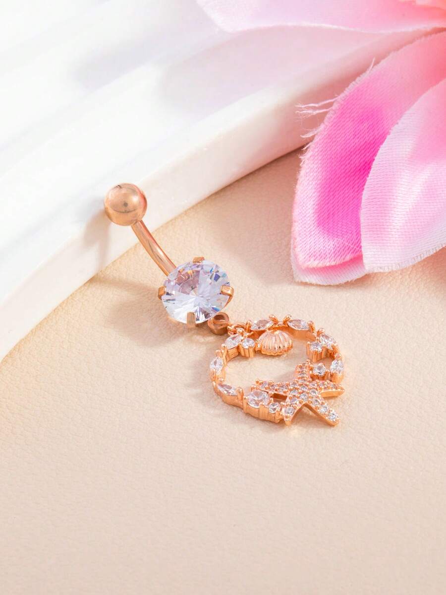 1件海灘度假風海星肚臍環 女士身體飾品 優雅款 - 彩色 - 查看 1