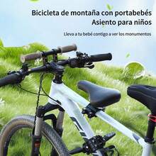 FINYQBET Asiento para Bicicleta Niños Frontal con Reposapiés Abatibles y Reposabrazos Antideslizantes, Compatible con Bicicletas de Montaña y Plegables, Cómodo y  para Bebés y Niños Pequeños - Negro - Ver 6