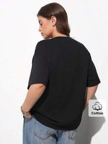 Maija Camiseta holgada de manga corta con cuello redondo y diseño de ojales para mujer de talla grande, estilo urbano moderno y casual versátil, con - Blanco - Ver 8