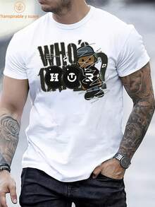 camisas de hombre 220g algodón puro  sudaderas gym ropa playeras de hombre playeras short  halloween disfraces  navidad  regalos para hombre  Ocio al aire libre Letras de animación  envío na - Blanco - Ver 1